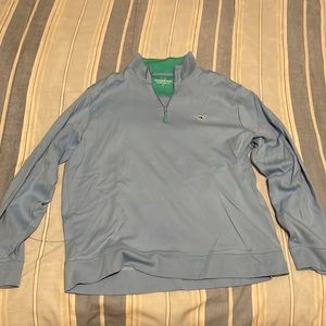 Baby Blue Vineyard Vines Quarter-Zip Pull Over, Size: L